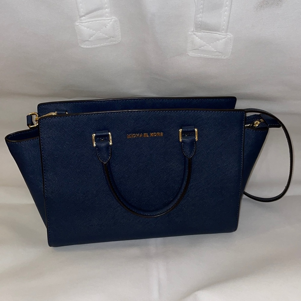 Michael Kors Navy Selma Saffiano Leather Bag